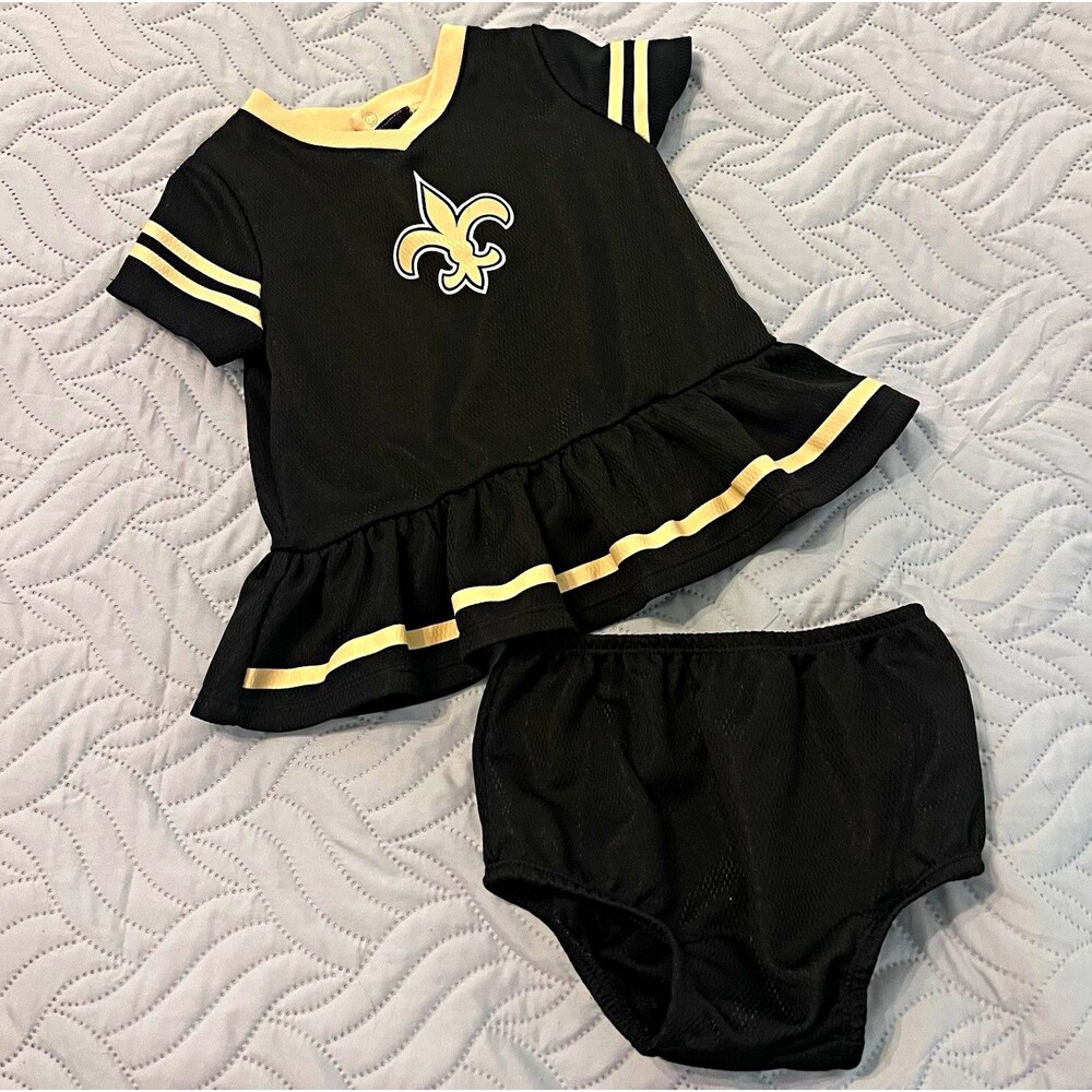 NFL Team Apparel New Orleans Saints Baby Dress & Bloomers Set 18M Black Gold